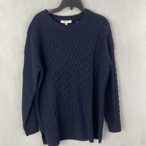 Madewell Blue Patchwork Cable Knit Tunic Sweater - Picture 2 of 5